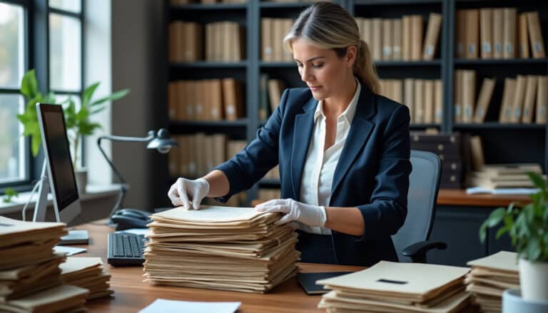 le tri des archives départementales est une tâche essentielle confiée au secrétaire administratif, garantissant l'organisation et la conservation optimale des documents publics.