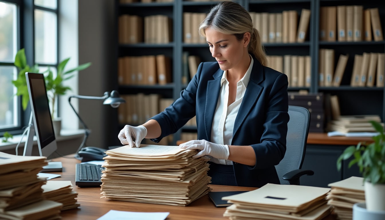 le tri des archives départementales est une tâche essentielle confiée au secrétaire administratif, garantissant l'organisation et la conservation optimale des documents publics.